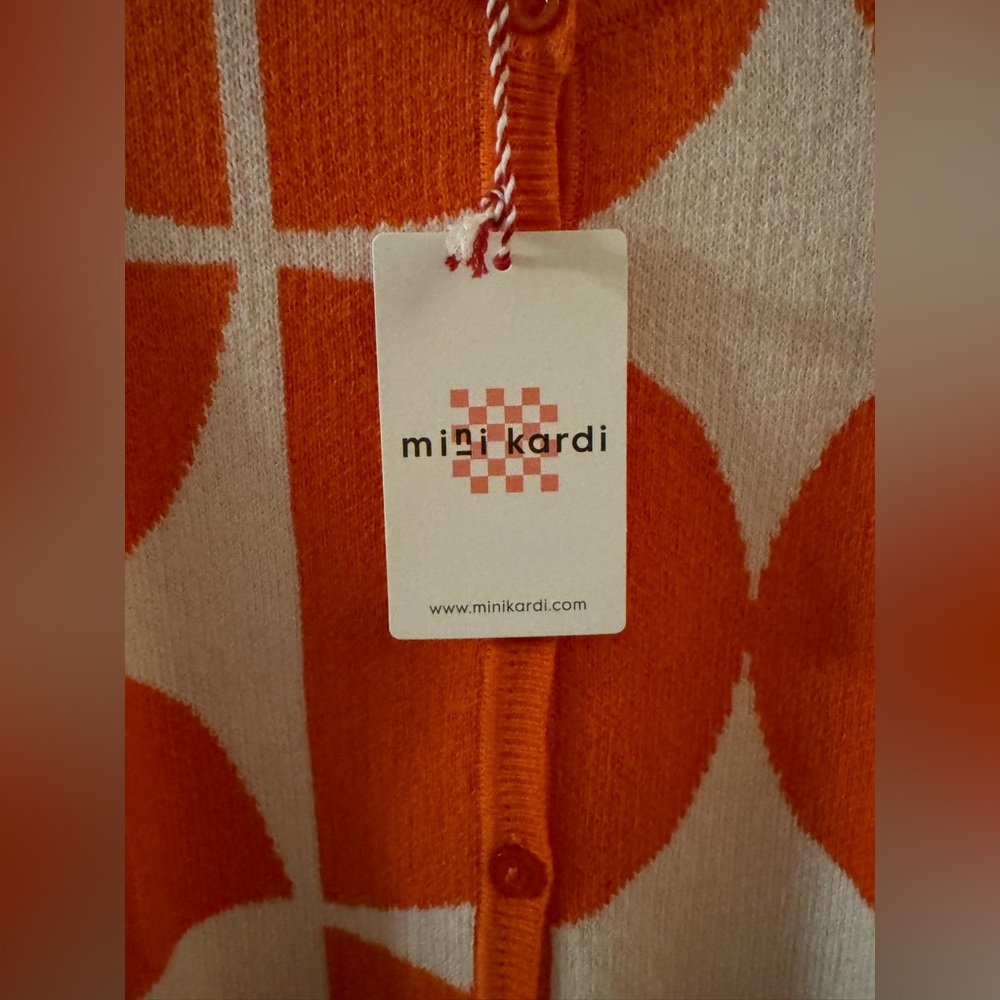 NWT Girls’ Sz. 2-3 Years Mini Kardi Orange and White Half Moon Cardigan - Picture 8 of 11